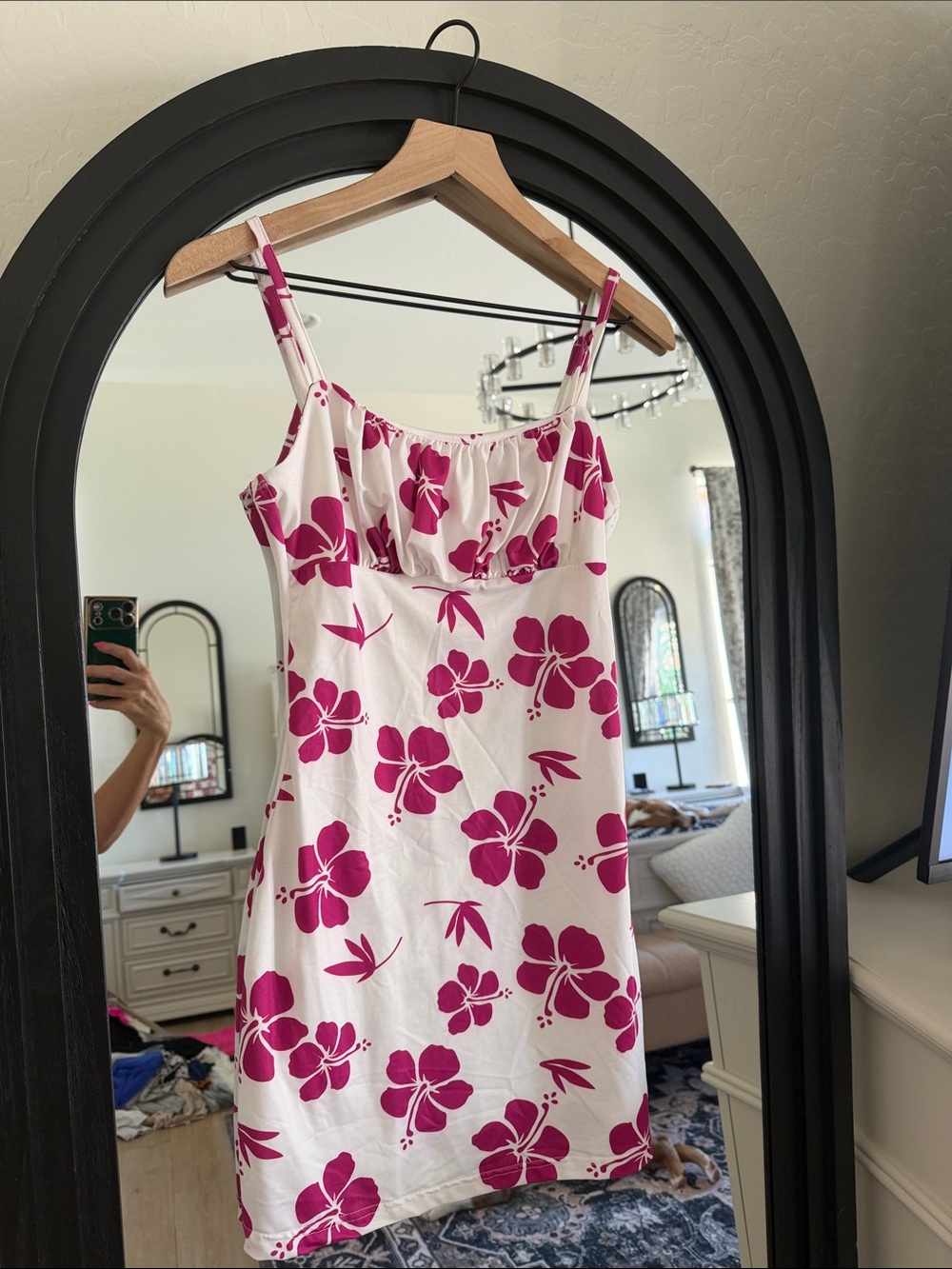 Women’s White & Magenta Floral Slip Dress